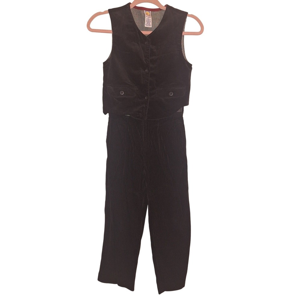 Vintage Gymboree Y2K Kids 7 Years Large Black Corduroy‎ Pants & Vest Set Wedding